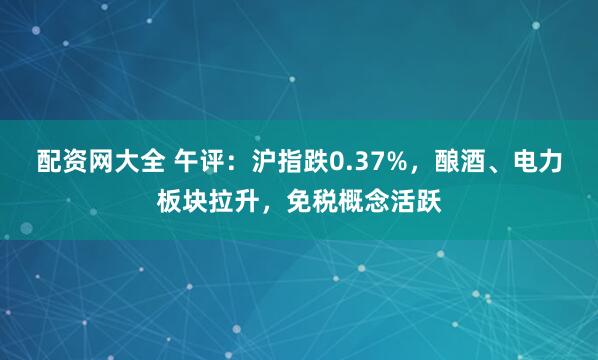 配资网大全 午评：沪指跌0.37%，酿酒、电力板块拉升，免税概念活跃